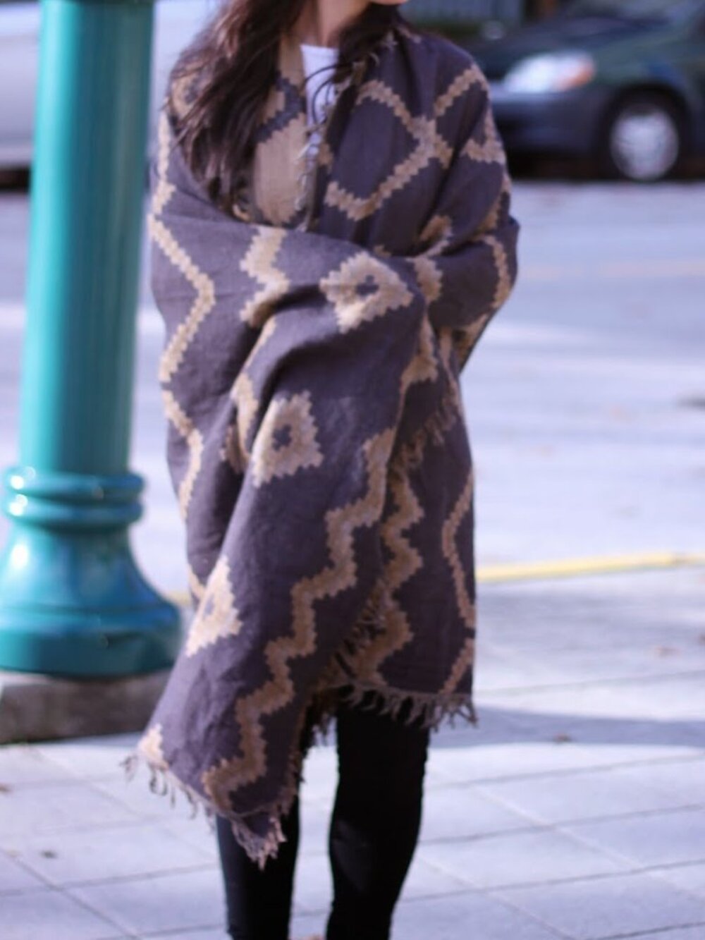 Wilfred Wool Diamond Mosaic Blanket Scarf Large